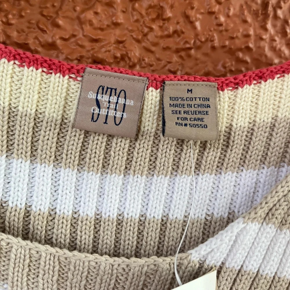 SUSQUEHANNA TRAIL OUTFITTERS Women’s Tank Top Sweater Size M 100% Cotton Stripe - Picture 5 of 5